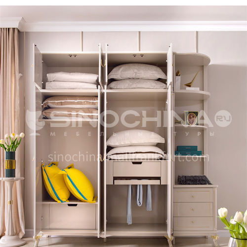 BJHG-M601- North European and American style, German red beech, imported solid wood panels, Swarovski crystal handle, Nordic American wardrobe